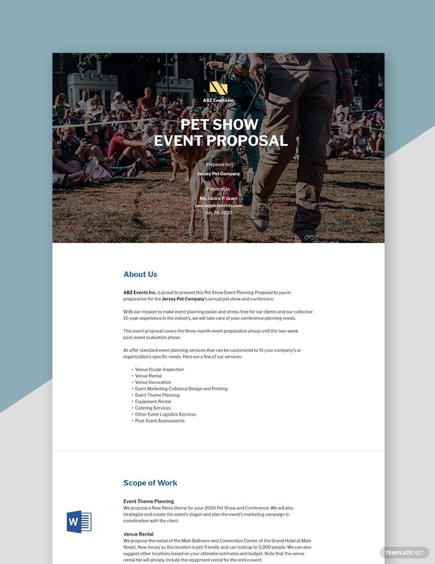 Event Proposal Sample Template