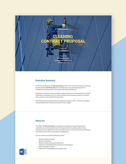 Free Sample Cleaning Contract Proposal Template Word Template net
