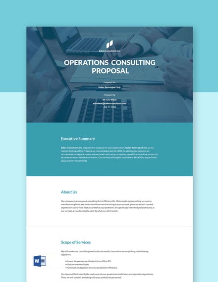FREE Consulting Proposal Templates Word (DOC) Google Docs Apple