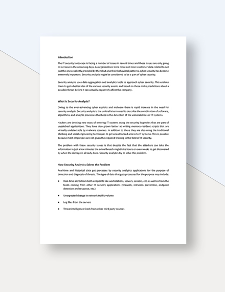 Security Analytics White Paper Template