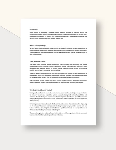Security Testing White Paper Template