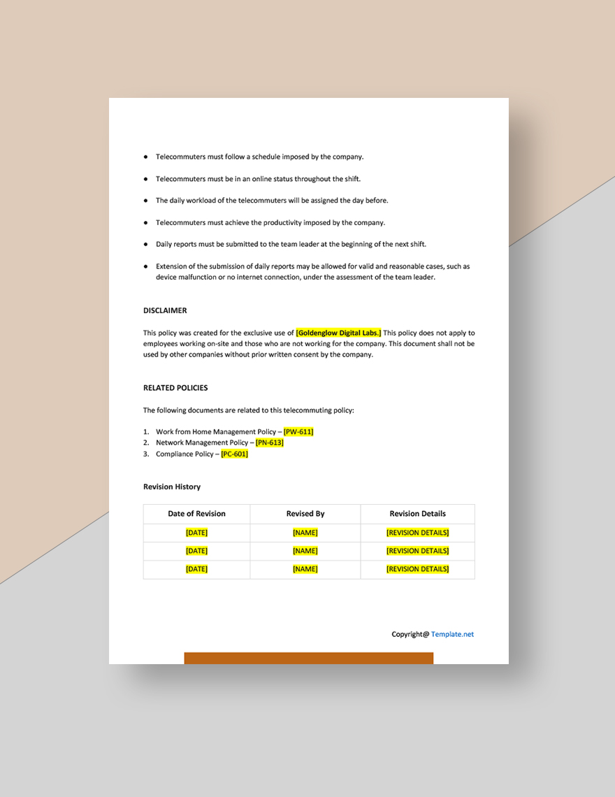 Editable Telecommuting Policy Template