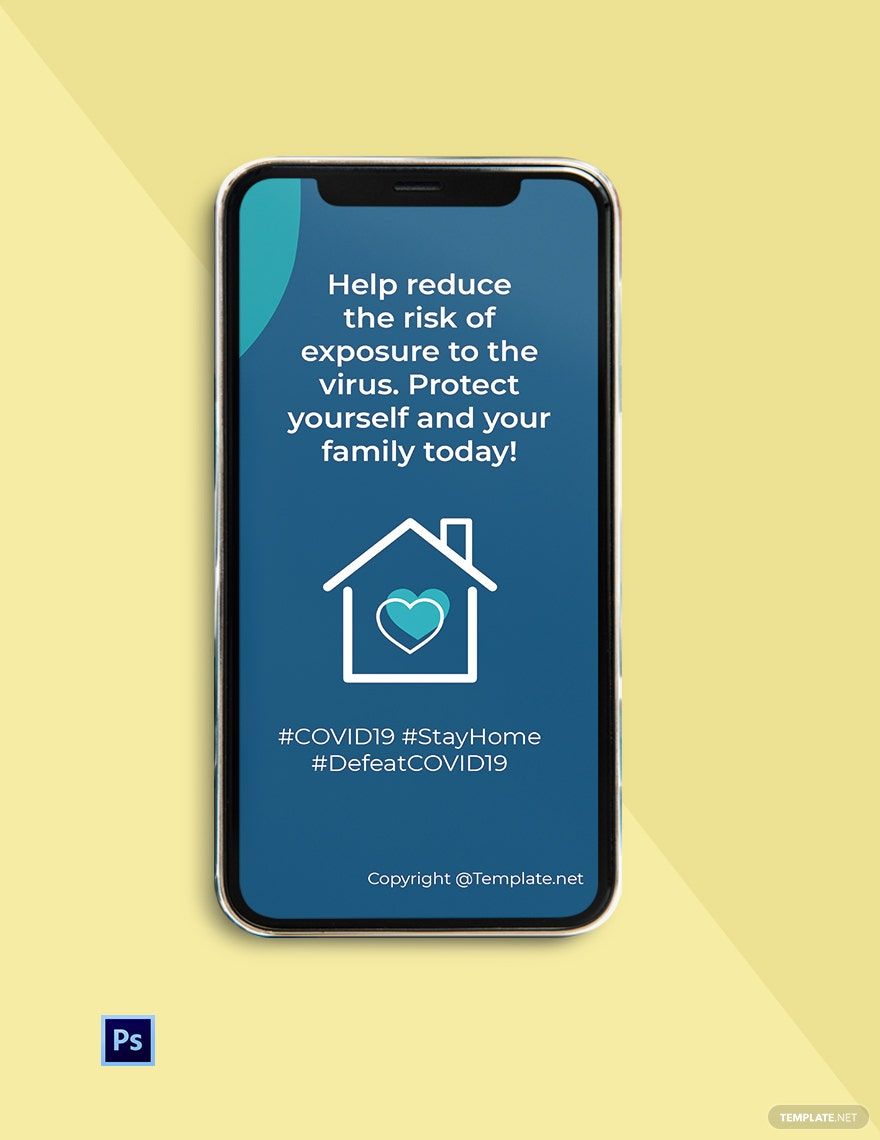 Free Coronavirus COVID-19 Stay at Home Instagram Story Template in PSD