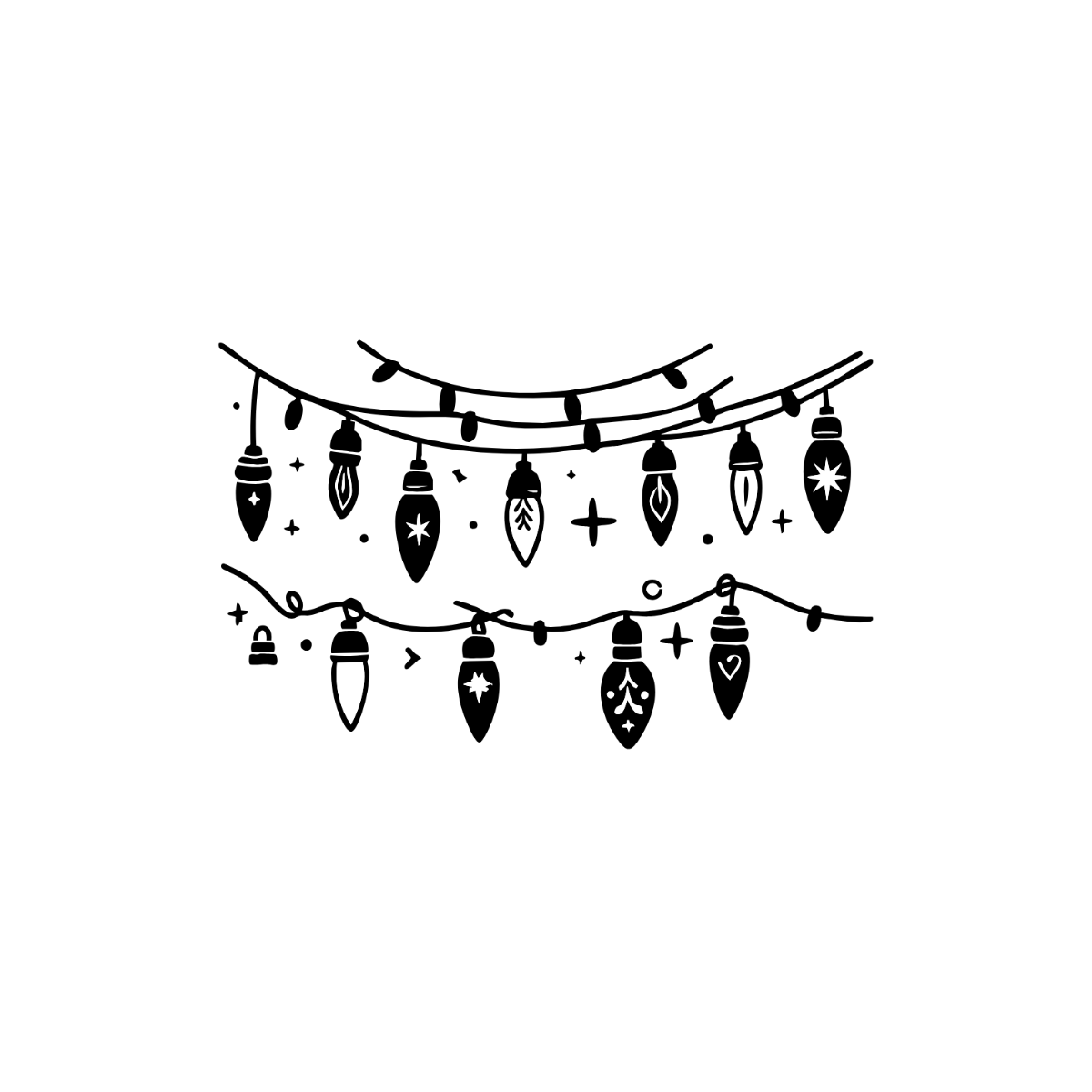 Free Black and White Christmas Lights Clipart to Edit Online