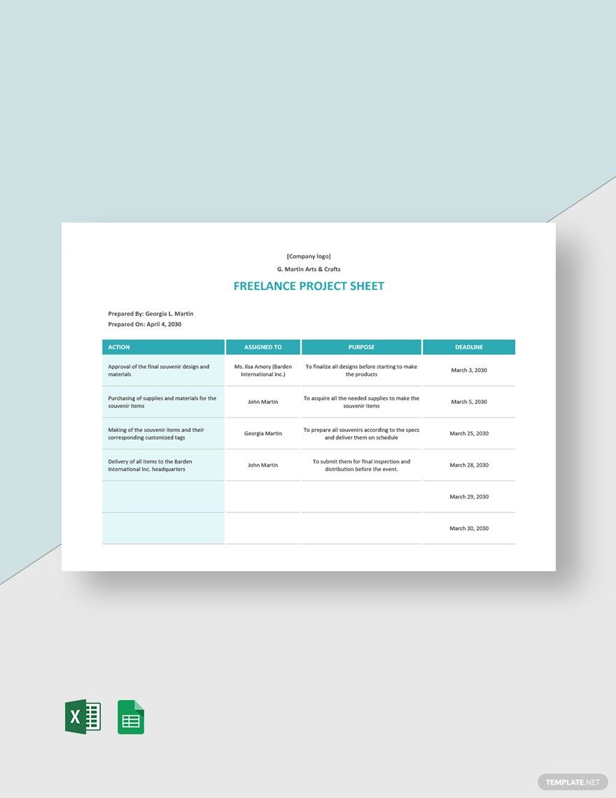 Freelance Project Sheet Template in Excel, Google Sheets, Word, Google Docs - Download | Template.net