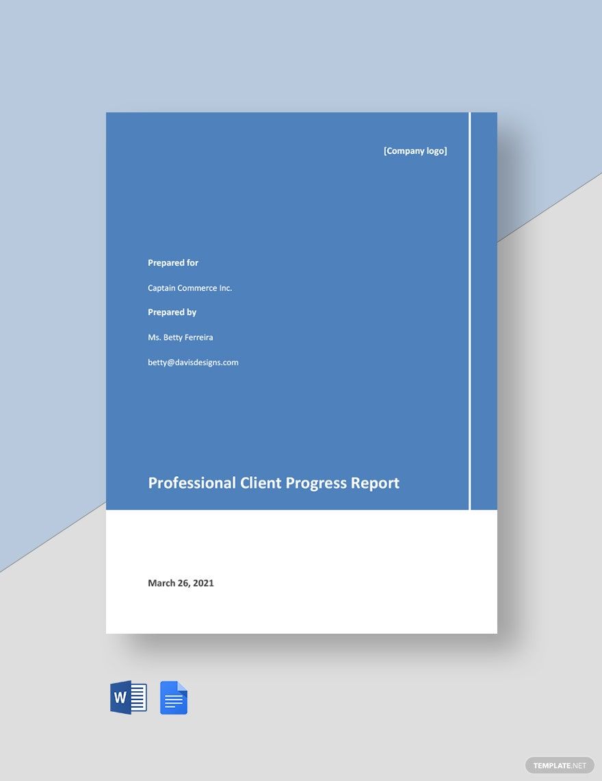 Professional Client Progress Report Template