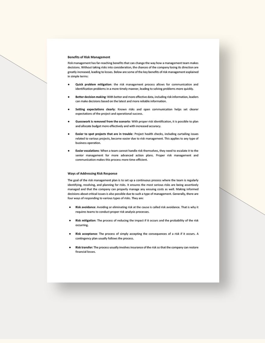 Risk Management White Paper Template