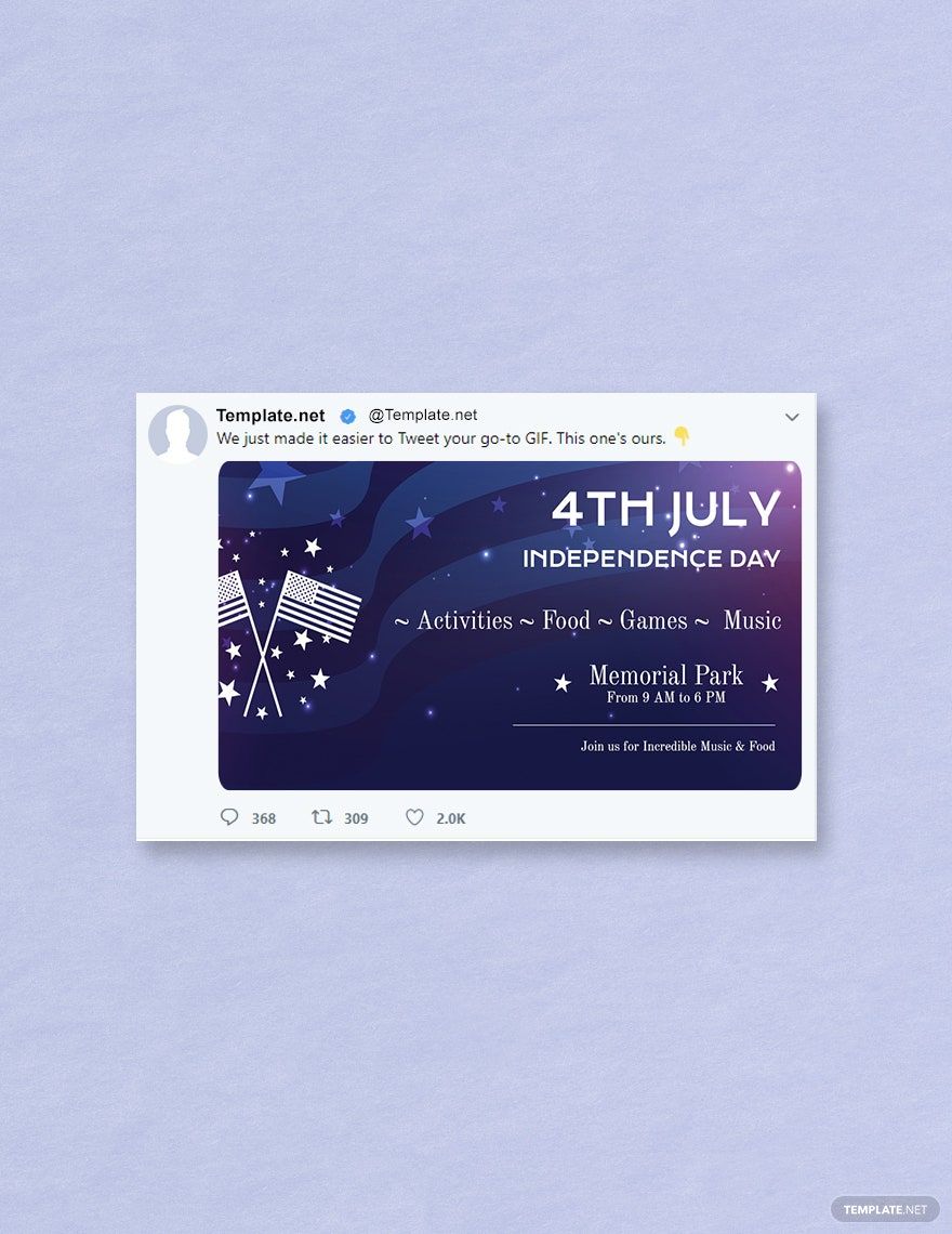 Free 4th of July Twitter Post Template in PSD
