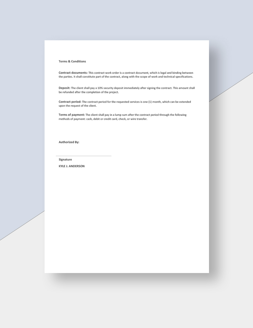Freelance Contract Work Order Template