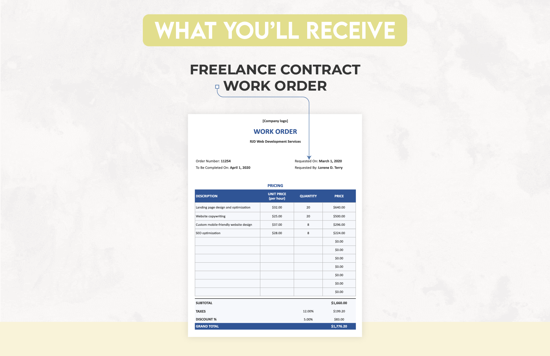 Freelance Contract Work Order Template