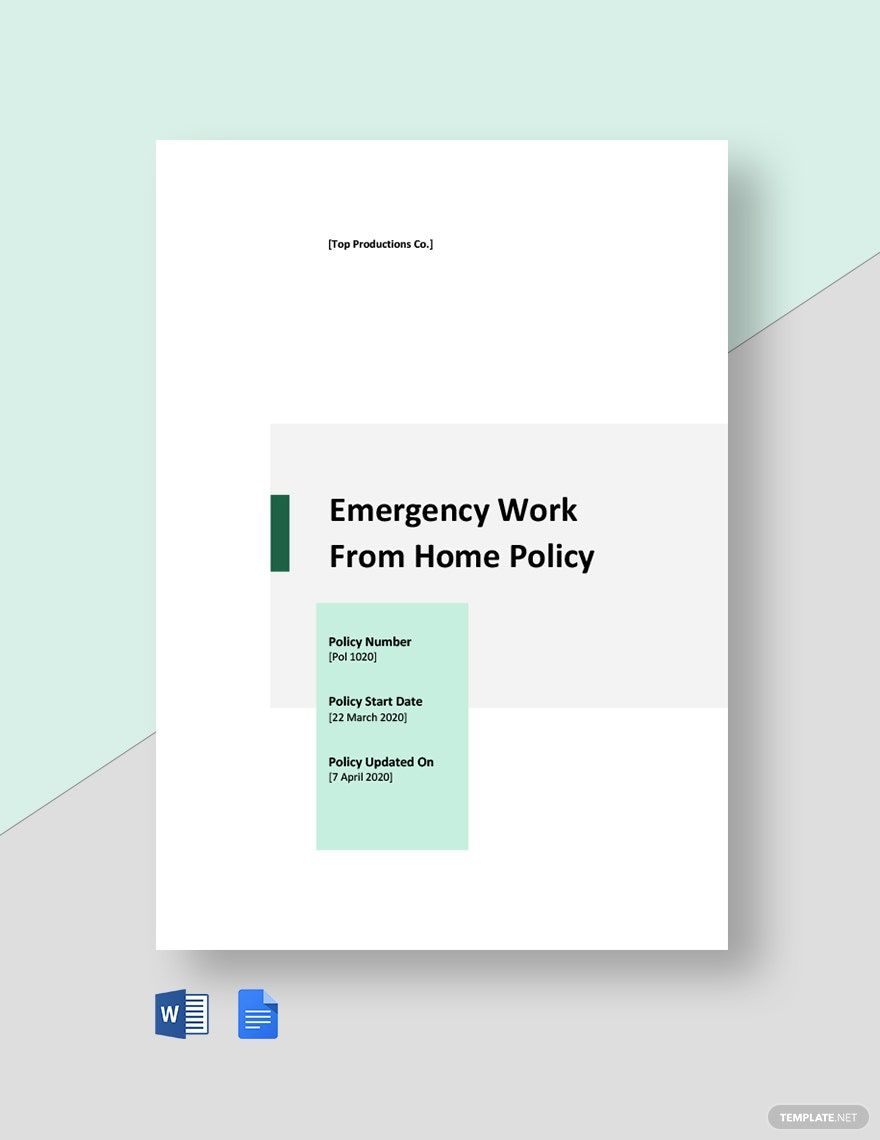 Emergency Work From Home Policy Template