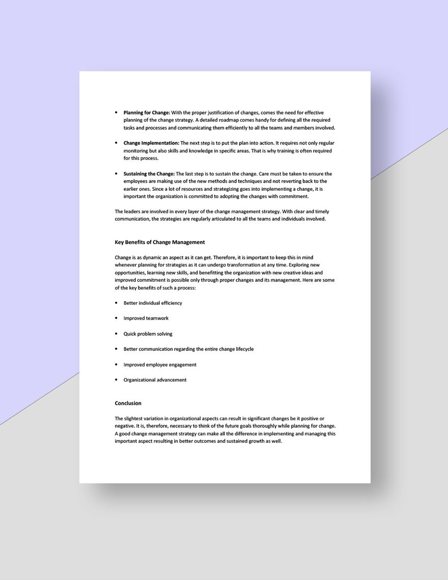 Change Management White Paper Template