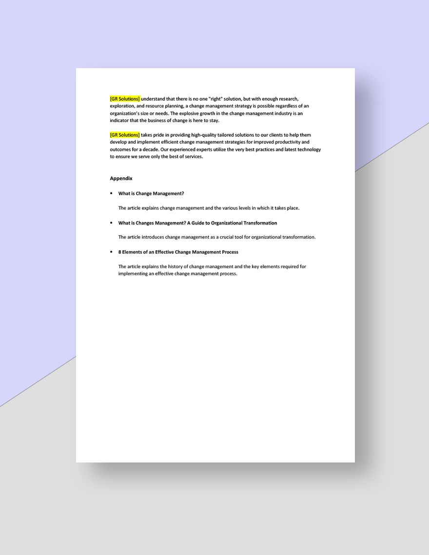 Change Management White Paper Template