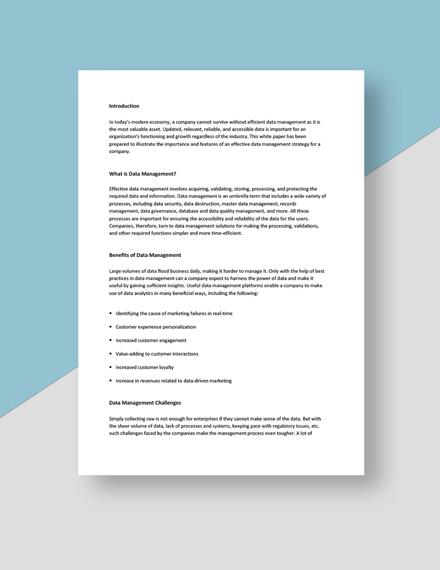 Data Management White Paper Template 