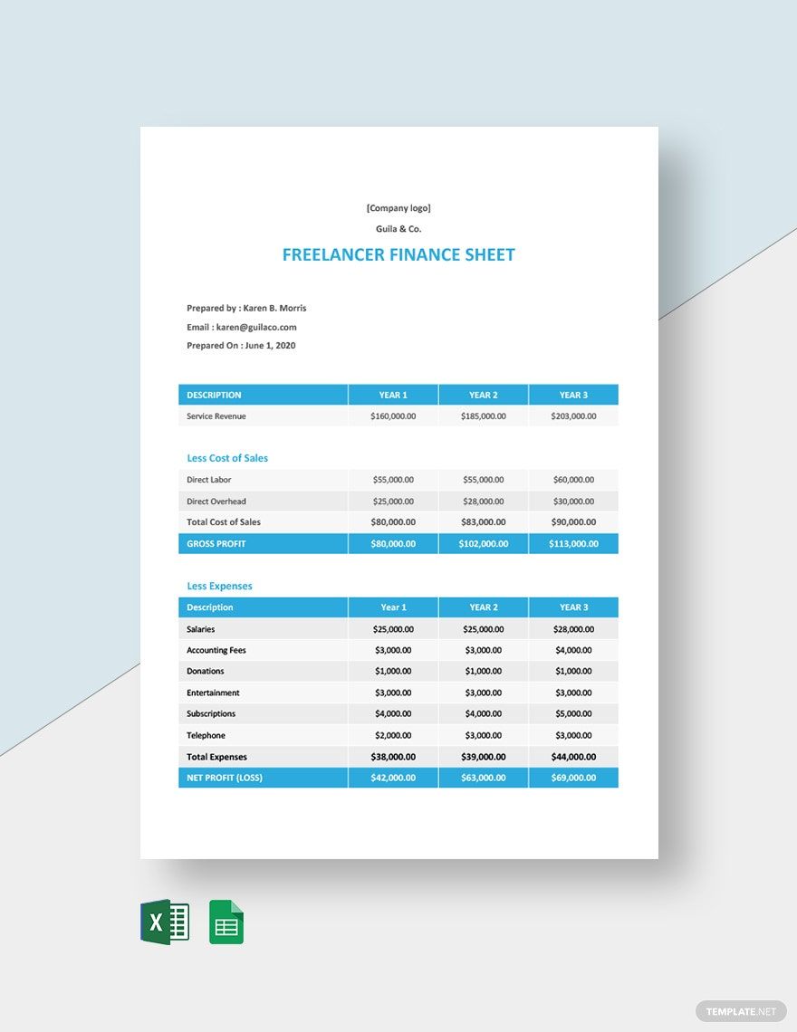 Freelancer Finance Sheet Template in Excel, Google Sheets, Word, Google Docs - Download | Template.net