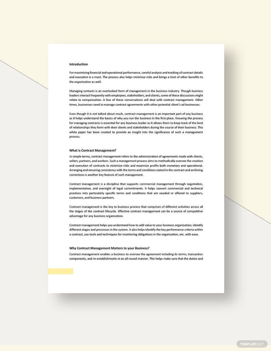 Contract Management White Paper Template