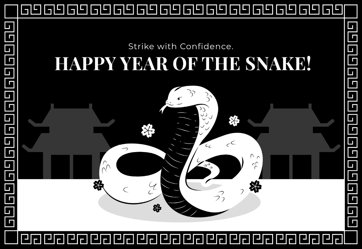 Free Black and White Snake Year Template to Edit Online