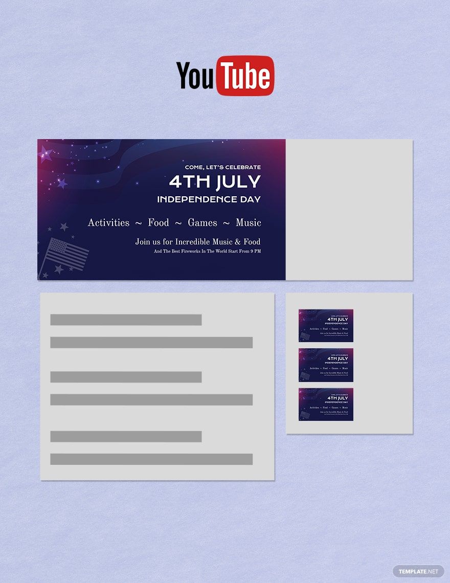 4th of July YouTube Video Thumbnail Template