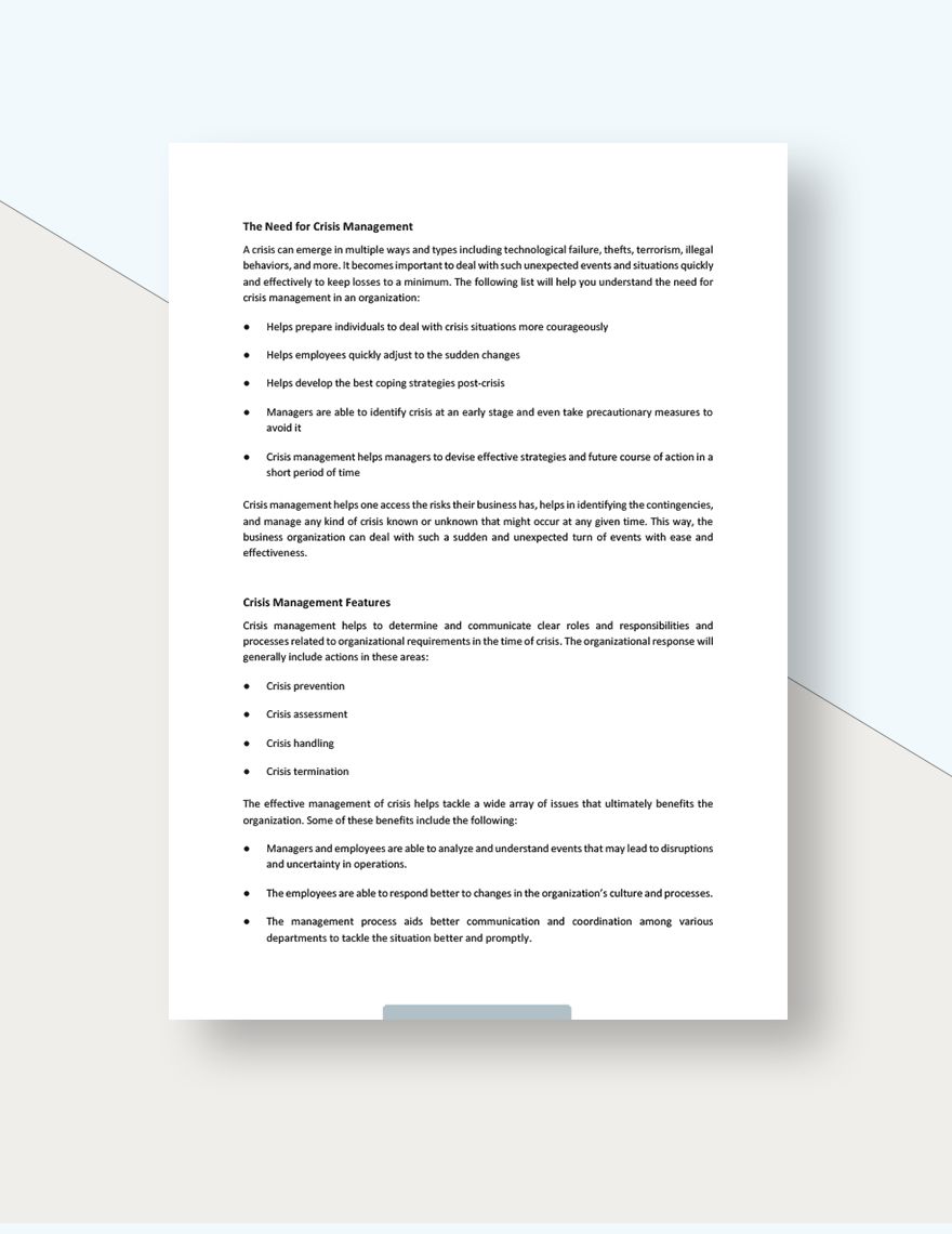 Crisis Management White Paper Template