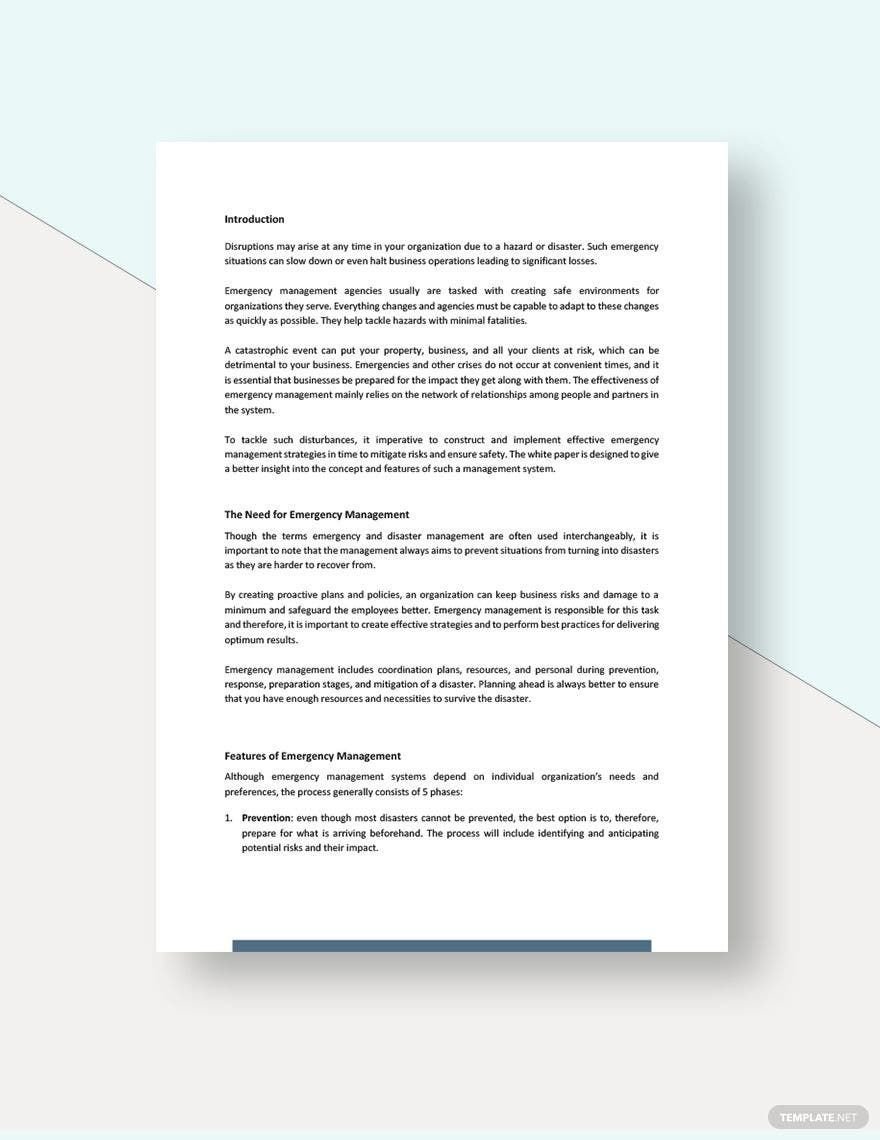 Emergency Management White Paper Template