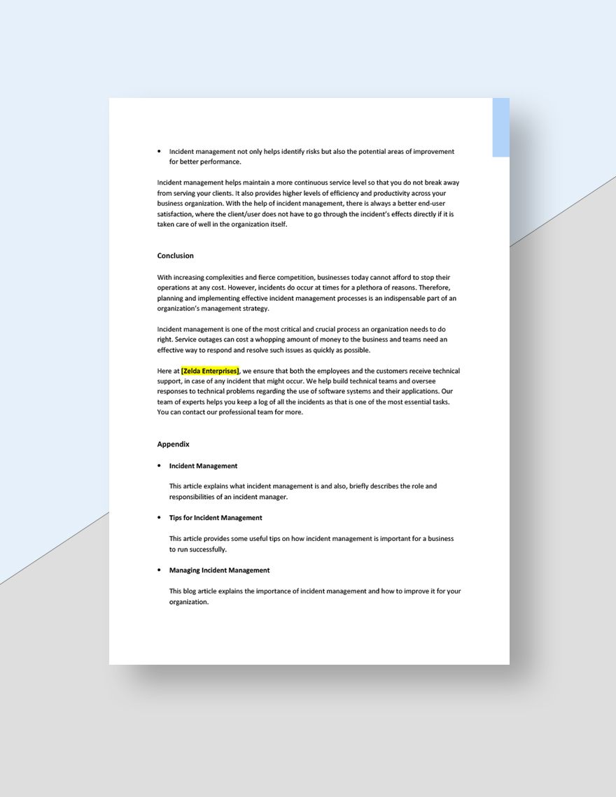 Incident Management White Paper Template