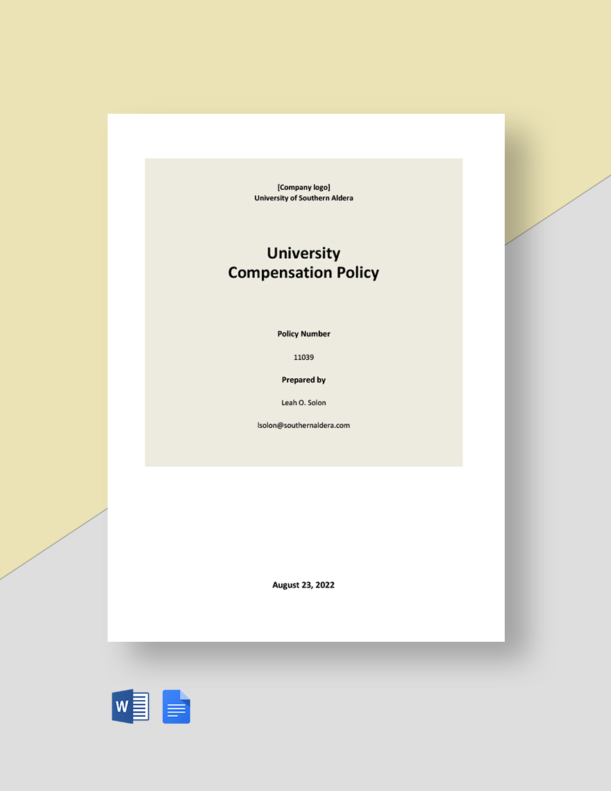 University Compensation Policy Template