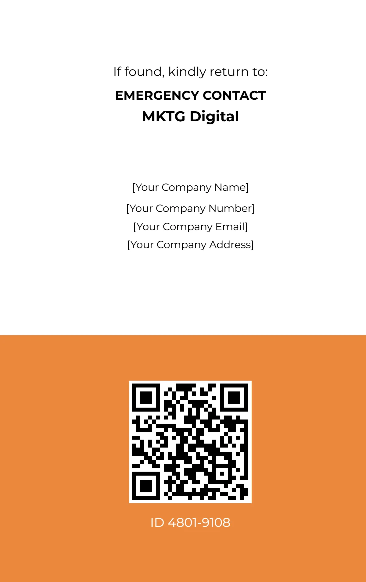Free Orange ID Card Template to Edit Online