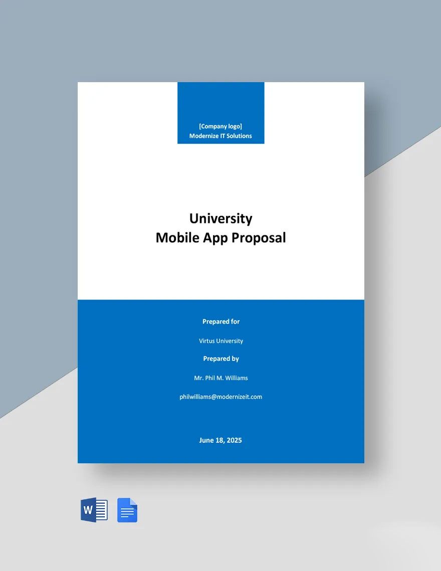 Free University Mobile App Proposal Template