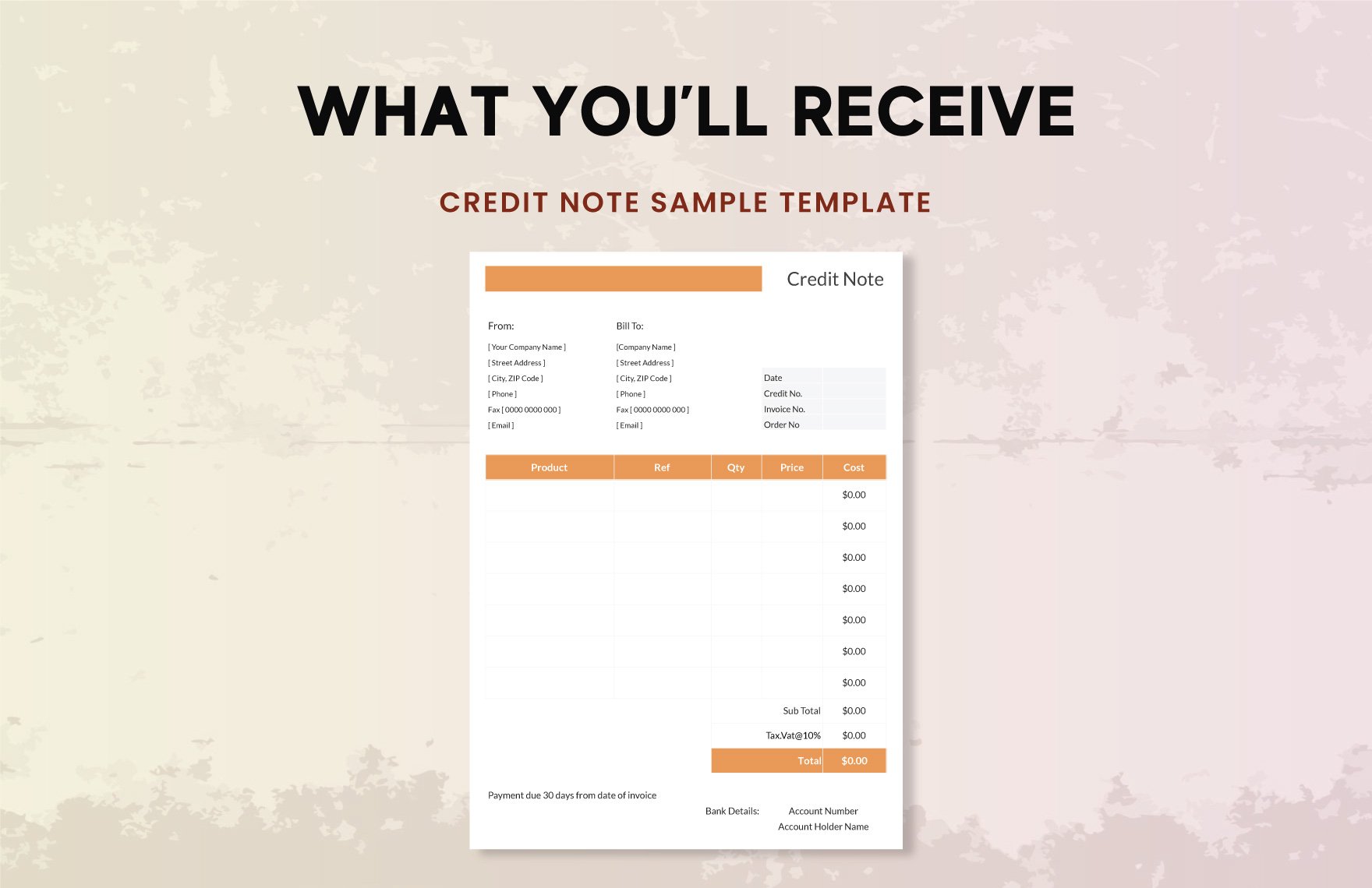Credit Note sample Template