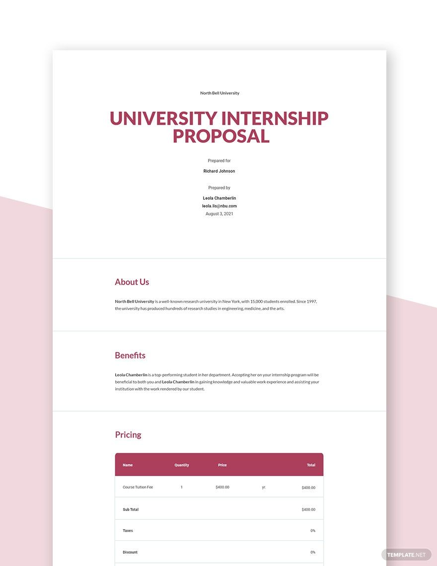 Free Simple University Proposal Template
