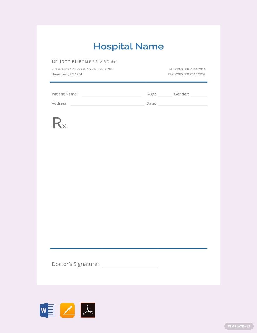 Blank Prescription Template in Word, Google Docs, PDF, Apple Pages