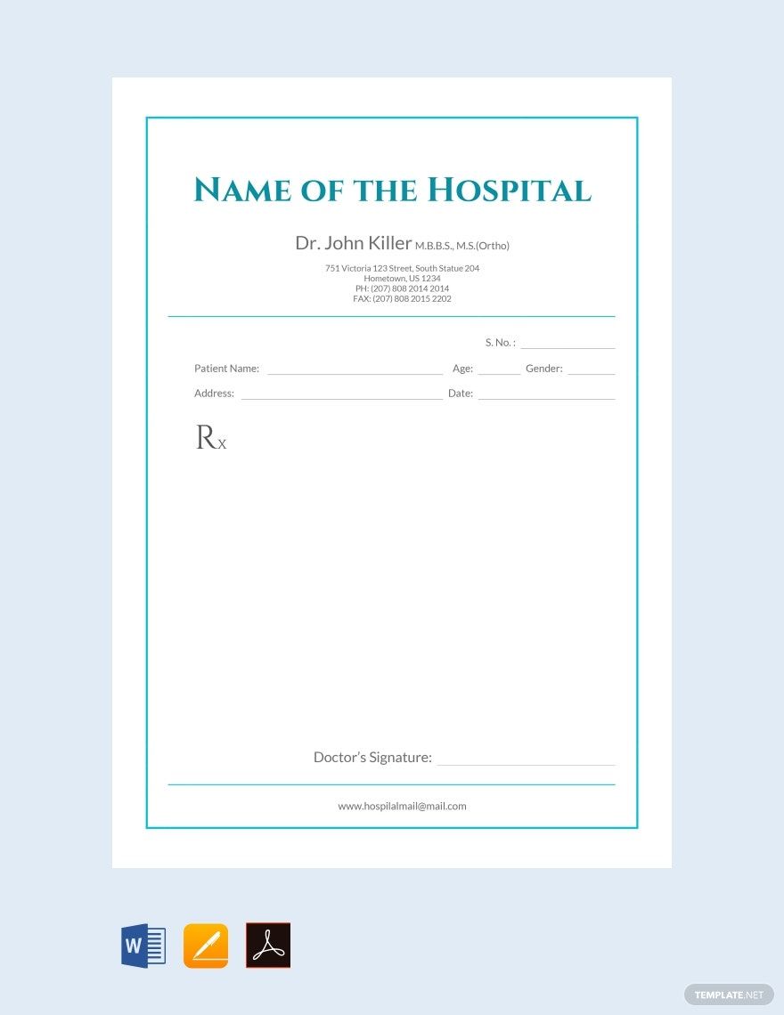 Editable Medical Prescription Format Template