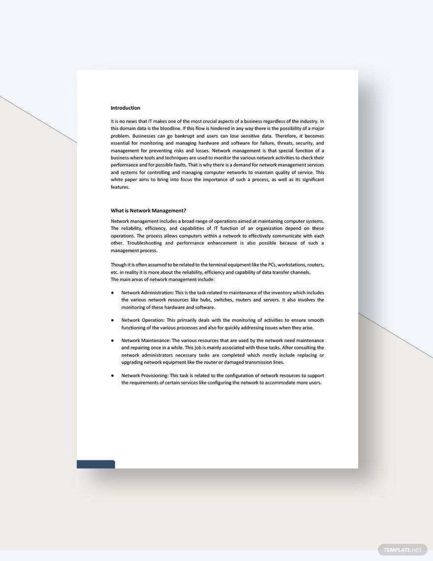 Network Management White Paper Template
