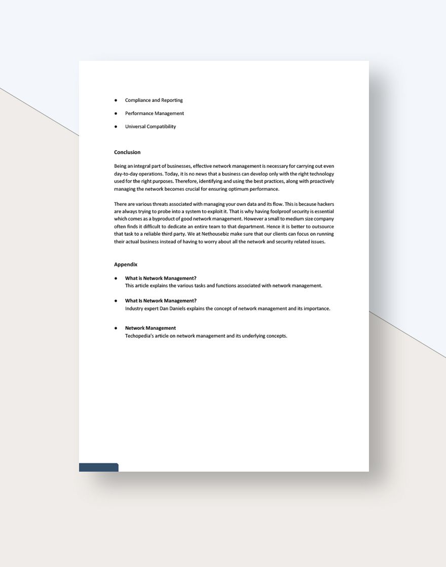 Network Management White Paper Template