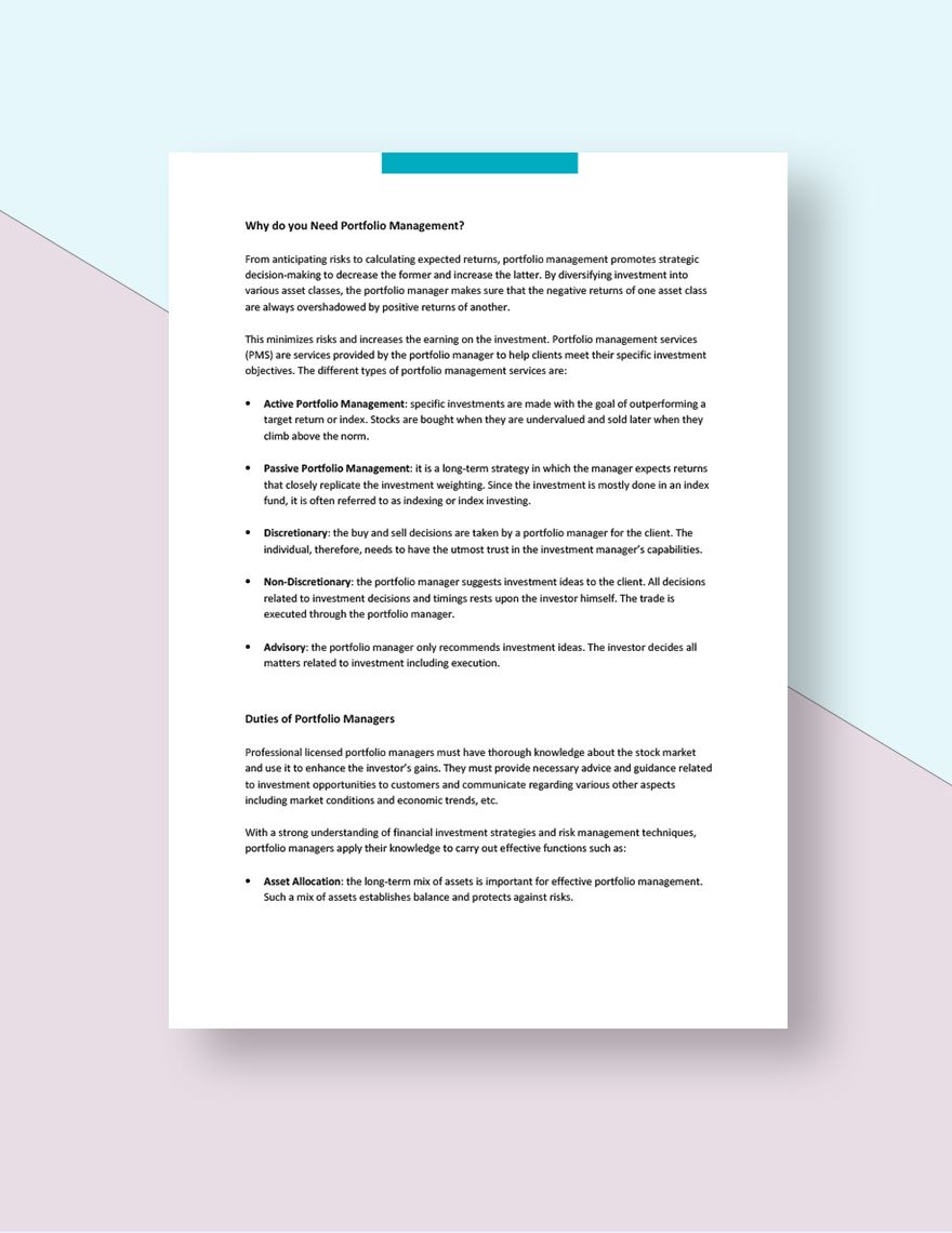 Portfolio Management White Paper Template