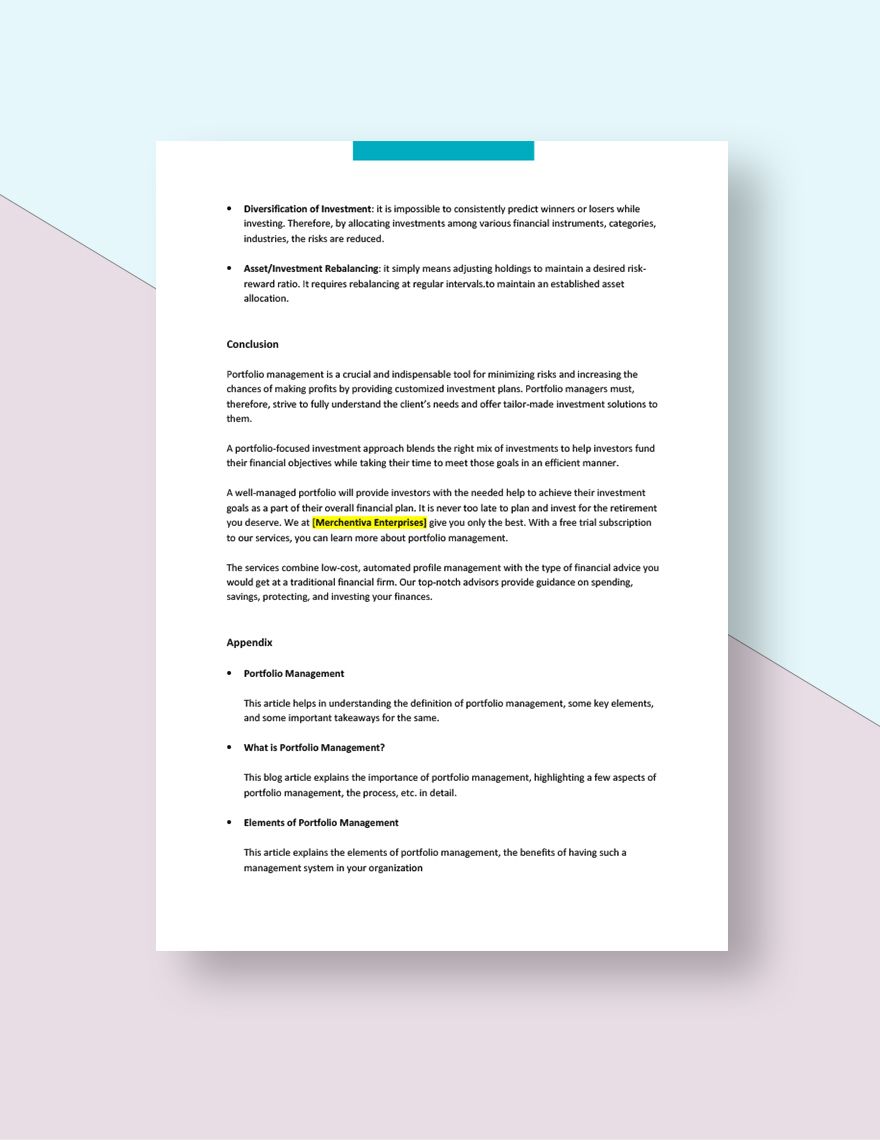 Portfolio Management White Paper Template
