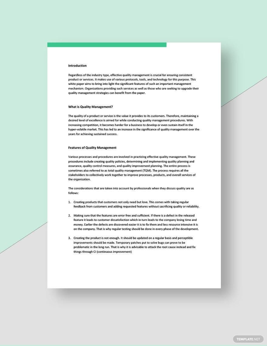 Quality Management White Paper Template