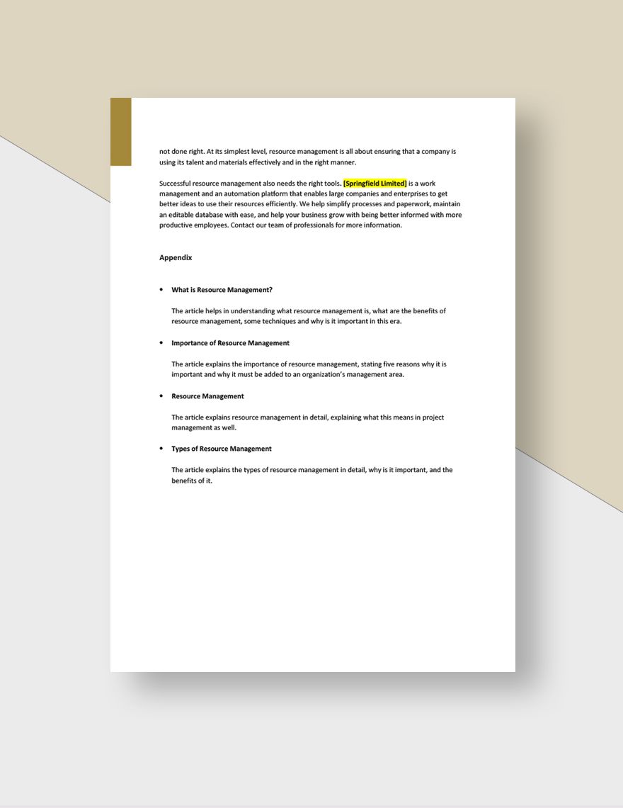 Resource Management White Paper Template