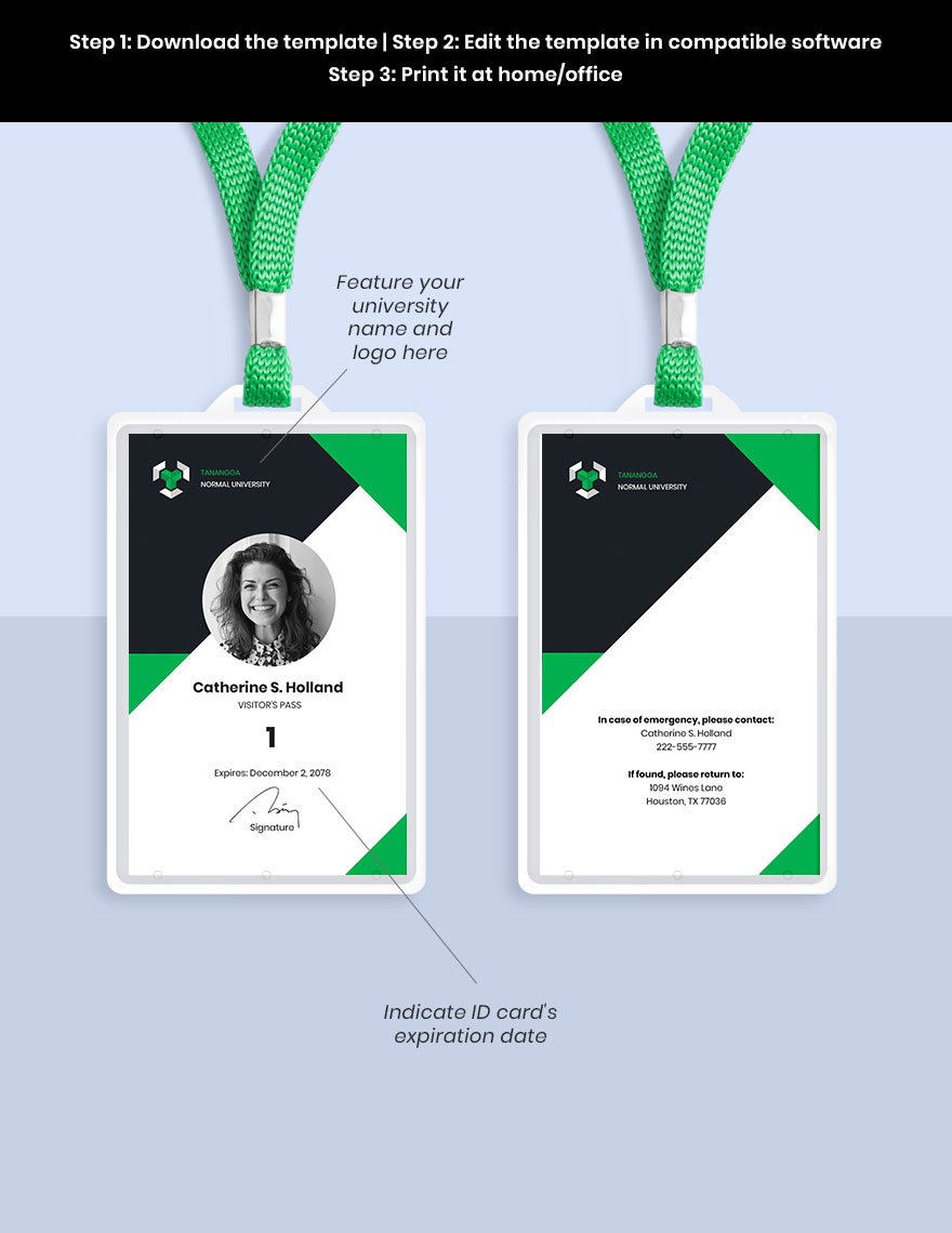University Visitor ID Card Template