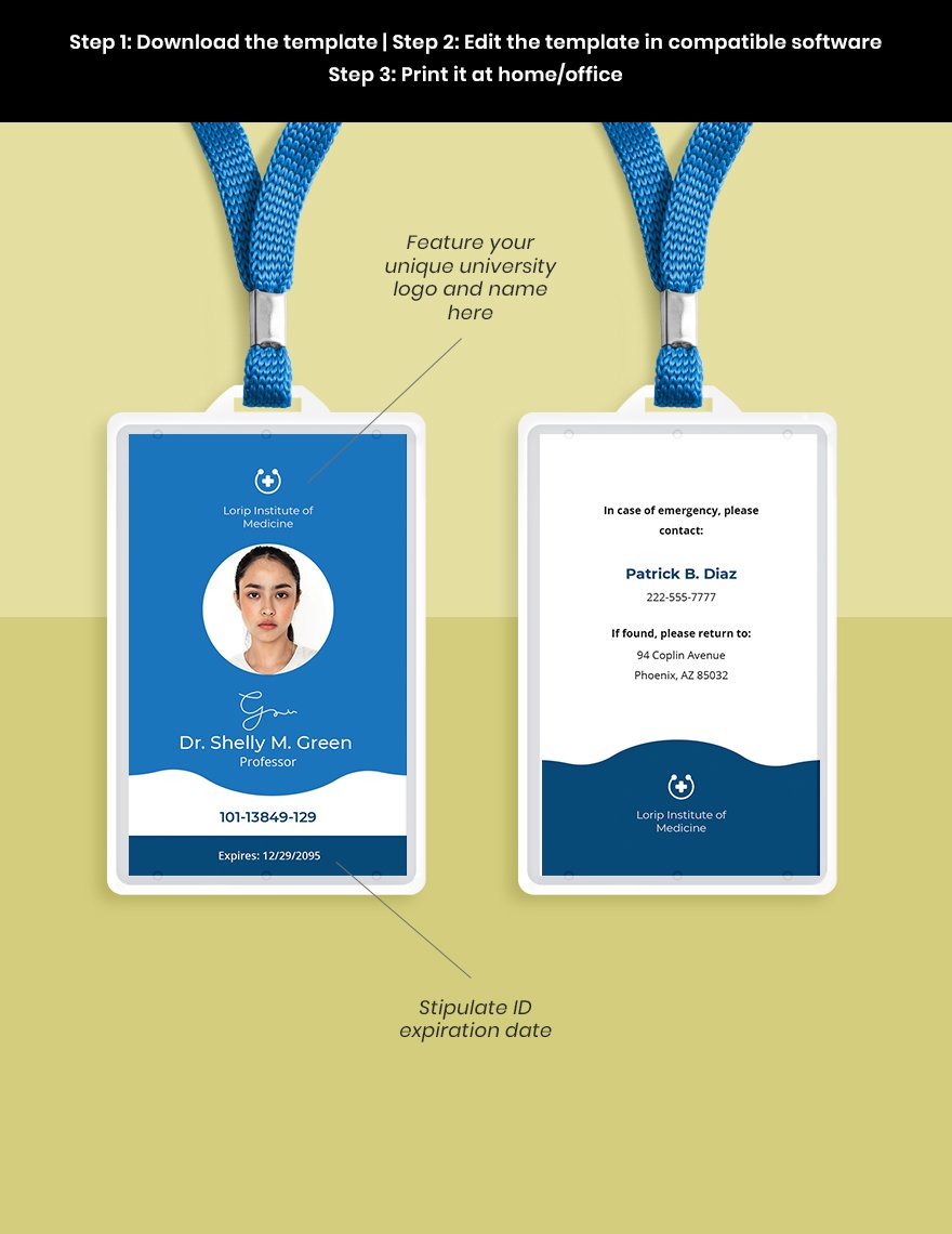 Medical University ID Card Template Format