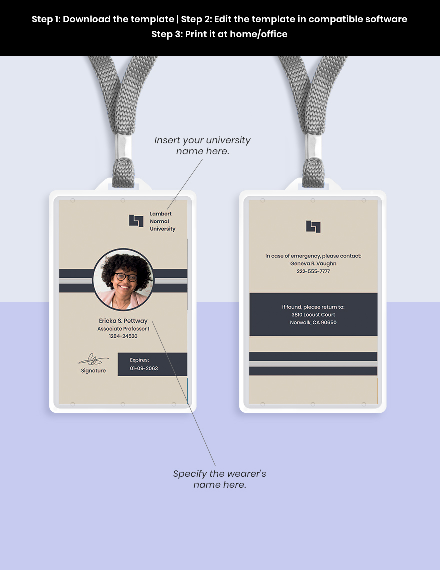 University Faculty ID Card Template
