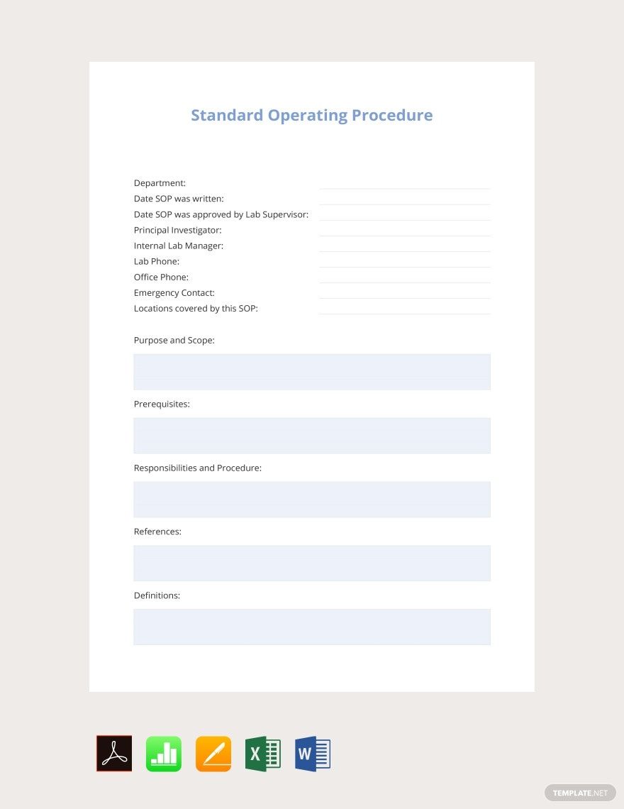 Standard Operating Procedure Example Template