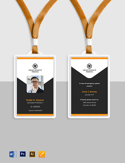 Free Modern University ID Card Template - Illustrator, Word, Apple ...