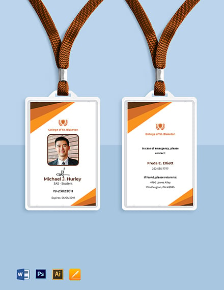 College Student Id Card Template