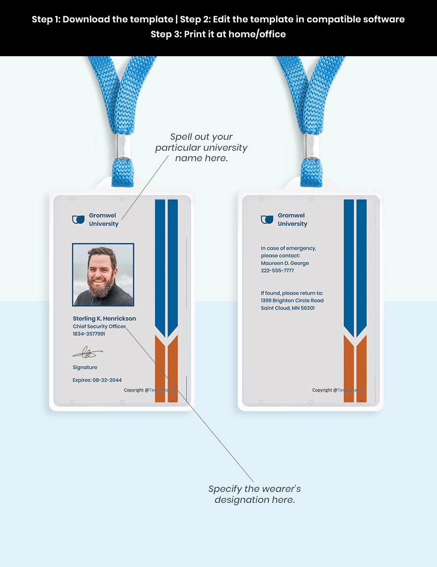 Free University Vertical ID Card Format