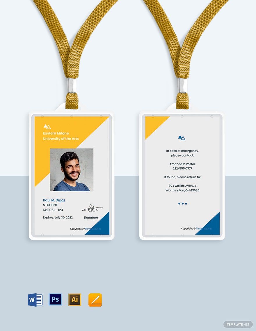 Free Modern University ID Card Template - Illustrator, Word, Apple ...