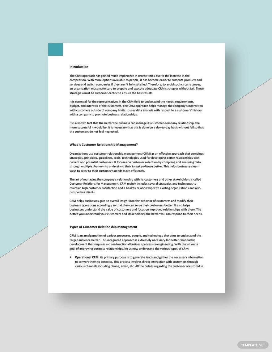 Customer Relationship Management White Paper Template