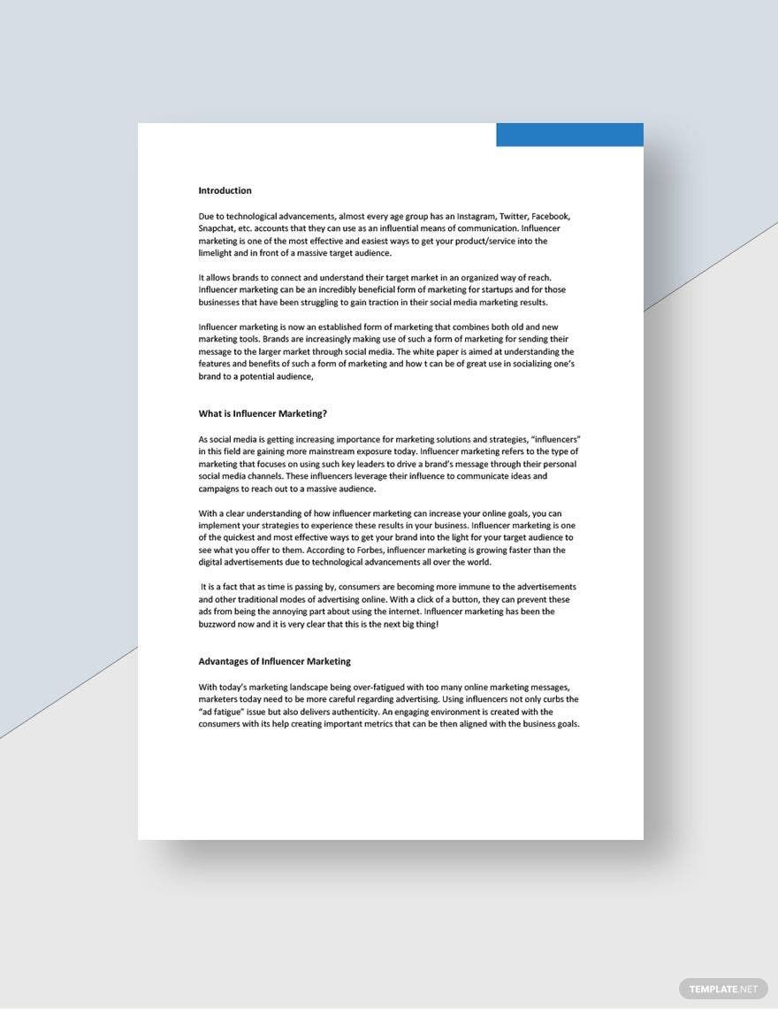 Influencer Marketing White Paper Template in Word, Google Docs