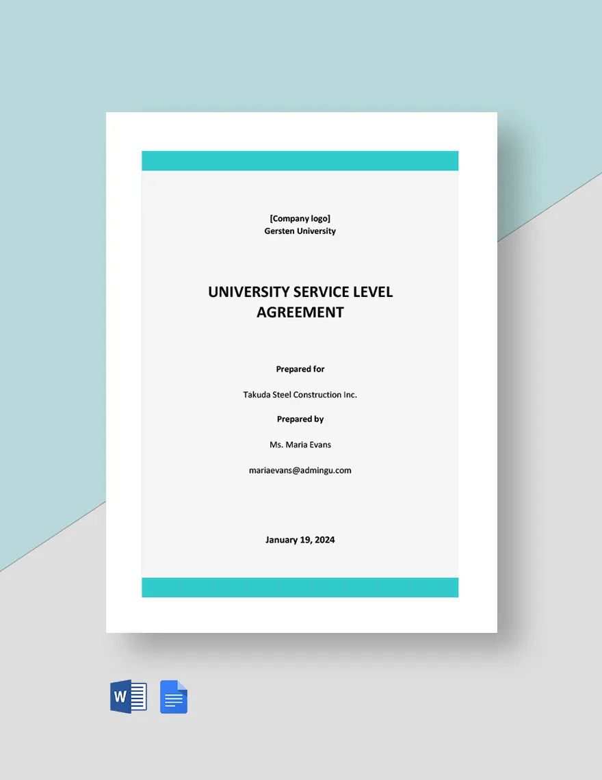 University Service Level Agreement Template
