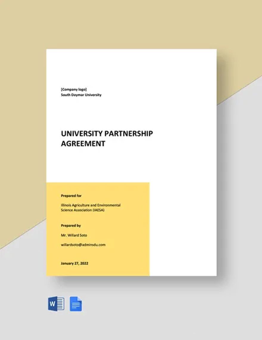 University Partnership Agreement Template